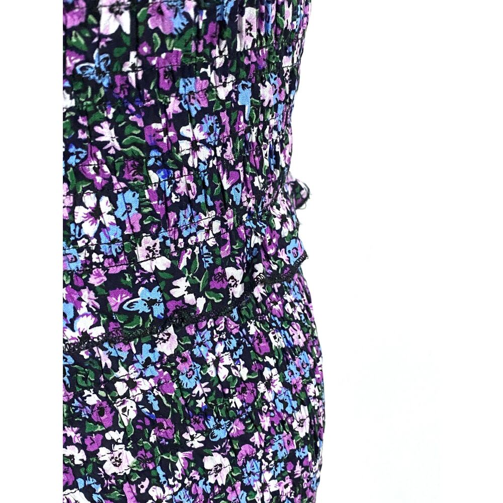 Pretty Garden One Shoulder Midi Dress M Dark Floral Coquette Ruffle Bodycon NWT - Picture 3 of 9